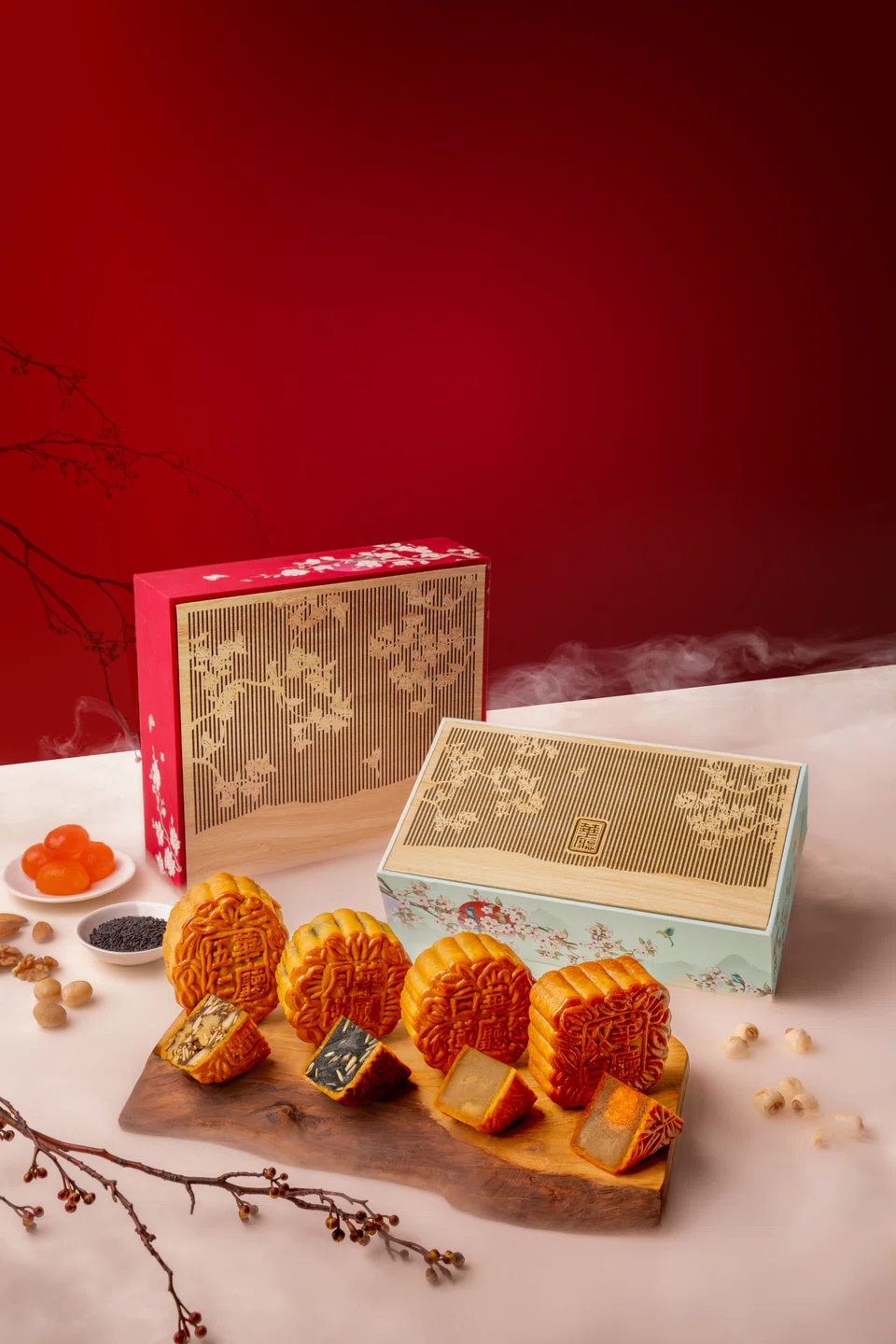 Orchard Hotel's collection of classic baked mooncakes.