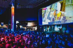 A crowd gathered at the museum Space Center Houston watching the live launching of Artemis II for its moon mission via a large screen, in Houston on Apr 1.  
