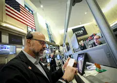 The S&P 500 lost 94.67 points, or 1.39 per cent, to 6,843.59 and the Nasdaq Composite shed 385.24 points, or 1.64 per cent, at 23,130.15.   