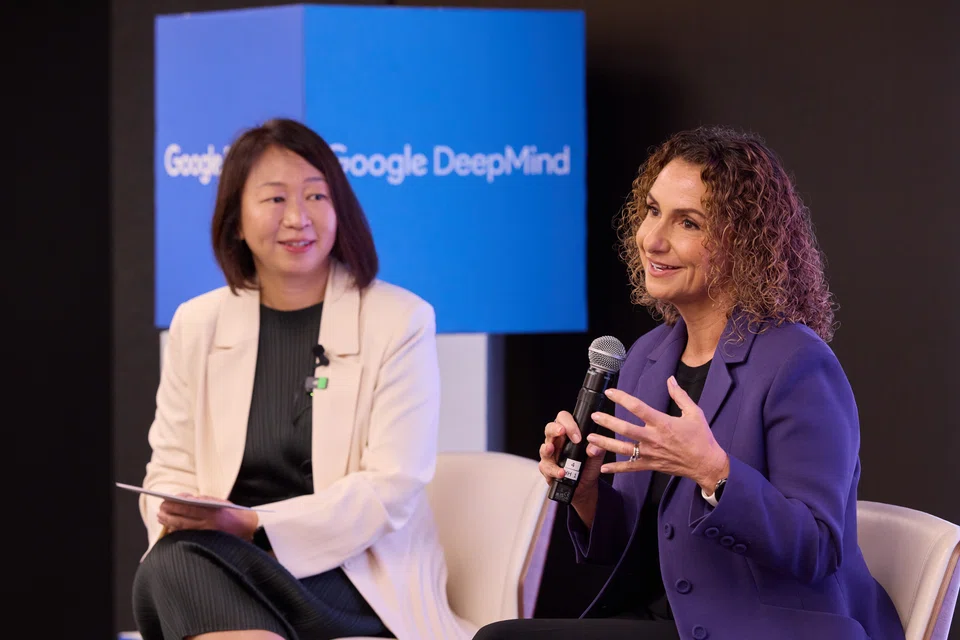 Lila Ibrahim (right), chief operating officer of Google DeepMind, says that the research agenda of the facility includes healthcare and education.
