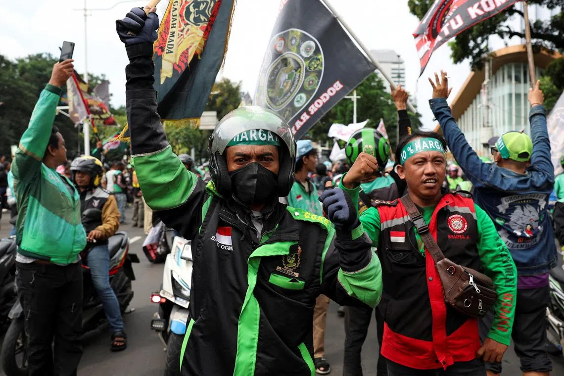 Drivers in Indonesia are protesting what they describe as exploitative app policies and regulatory negligence.