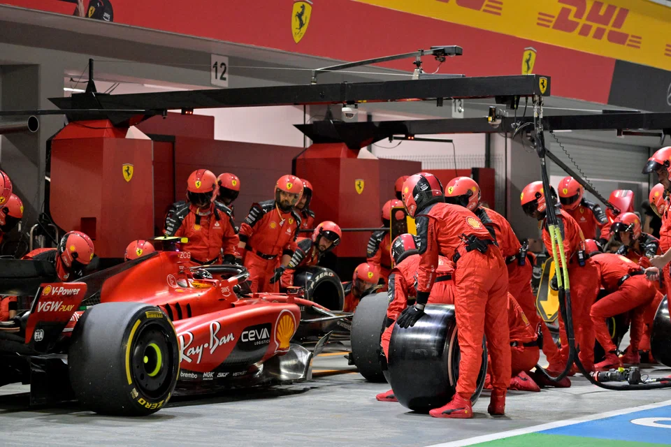 Ferrari's Carlos Sainz in the pits during the race.