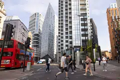 Commuters arrive in Old Street in London, UK, on Monday, Aug. 15, 2022. The Office for National Statistics are due to the release the latest UK Labor Market Statistics on Tuesday. Photographer: Jason Alden/Bloomberg