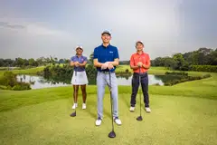From left: Singapore golfers Aloysa Atienza, James Leow and Brayden Lee, the recipients of the EFG-SGA Elite Young Golfers Scholarship.