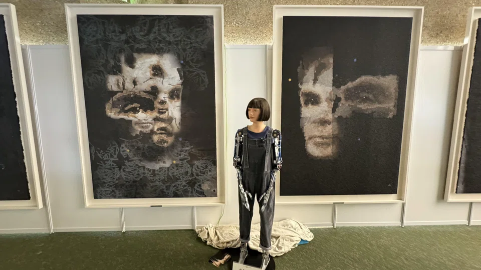The 2.2 m portrait “A.I. God” by “Ai-Da”, the world’s first ultra-realistic robot artist, smashed pre-sale expectations of US$180,000 when it went under the hammer at London auction house Sotheby’s Digital Art Sale.