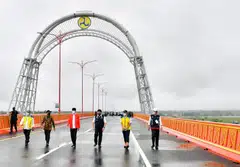 Indonesian President Joko Widodo on the Trans-Sumatra Toll Road, Sumatra island's first highway targeted to be completed by 2024 which will connect Aceh province on the northern tip to the southernmost province of Lampung. 