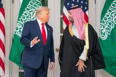 (From left) US President Donald Trump and SaudI Arabia's Crown Prince Mohammed bin Salman at the White House in Washington, D.C., Nov 18, 2025. 
