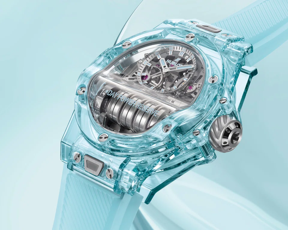Water blue is the latest sapphire colour that Hublot has created.