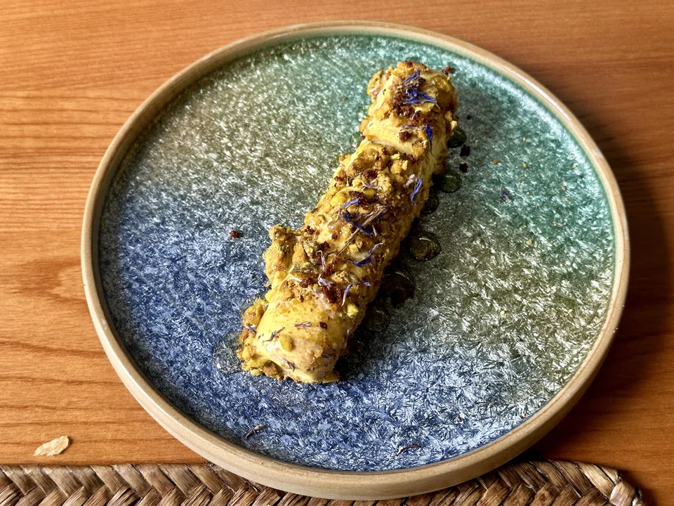 Fragrant and nutty pistachio and honey semifreddo.