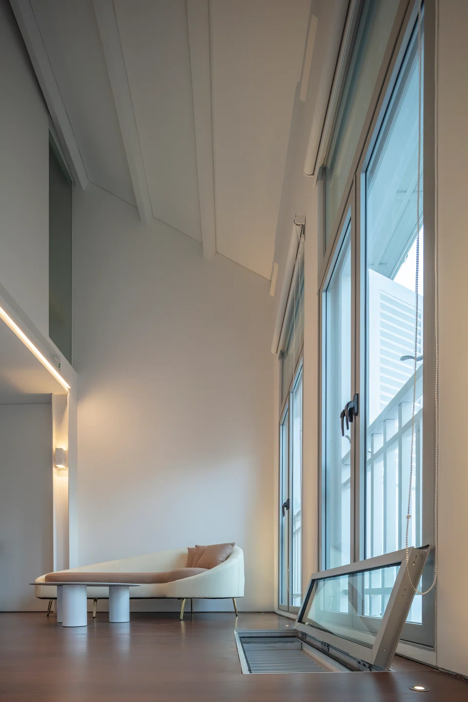 A monsoon window in the master bedroom's floor enhances natural ventilation.