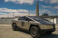 Tesla Cybertruck has an unconventional trapezoidal exterior design inspired by the “Blade Runner” movie and a stainless steel body. 