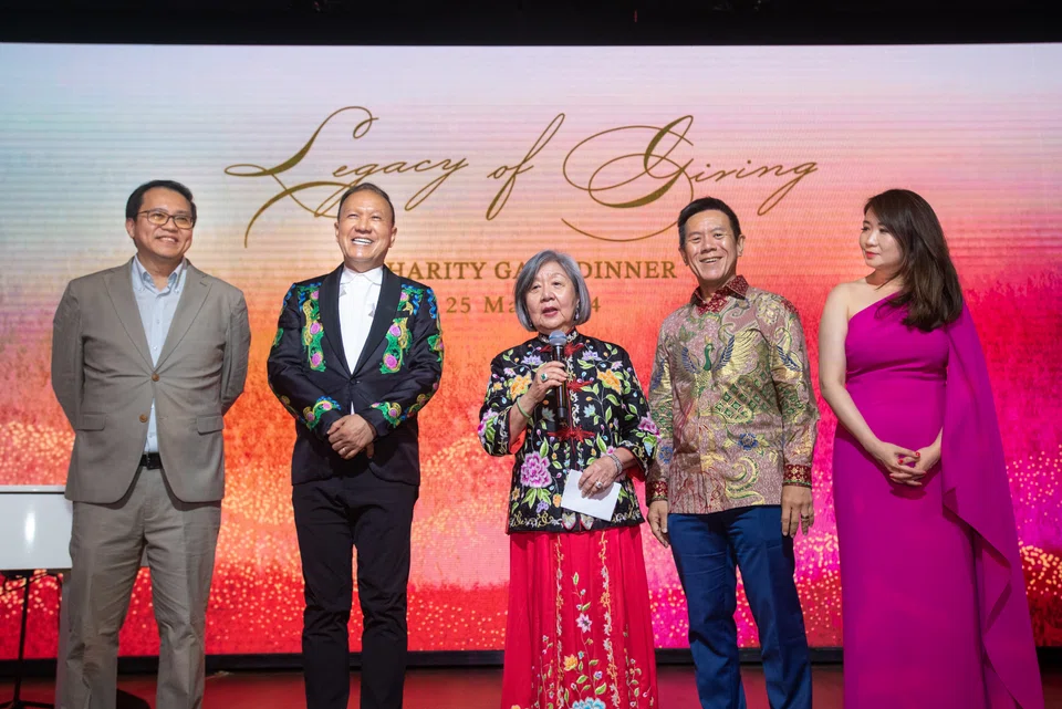 From left: Colin Goh, CEO of TRCL; Gilbert Madhavan, general manager of One Farrer Hotel; philanthropist Jennie Chua; Chew Sutat, chairman of ComChest; and Fang Eu-Lin, director of the Woodlands Health Fund.