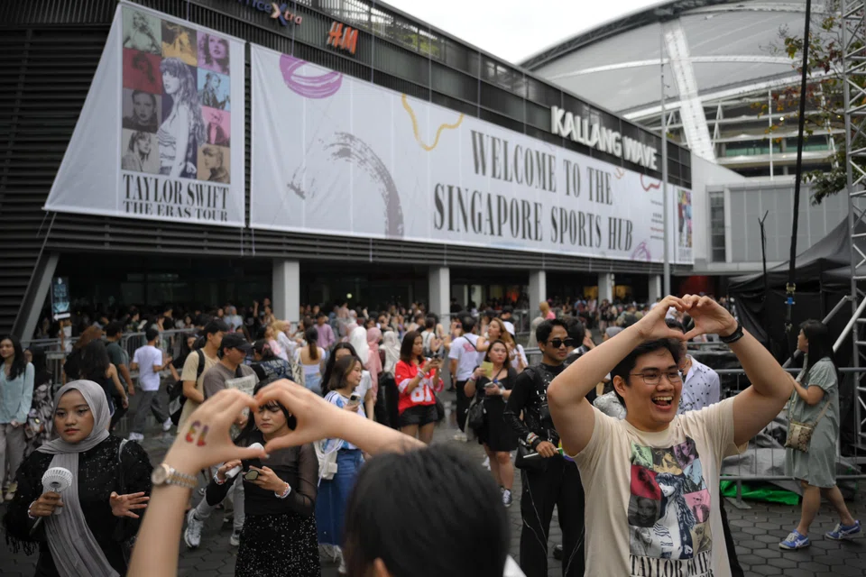 Fans of Taylor Swift at the National Stadium last year. UOB saw card billings surge 35% week on week when four of the pop star's The Eras Tour concerts took place in Singapore in March 2024.