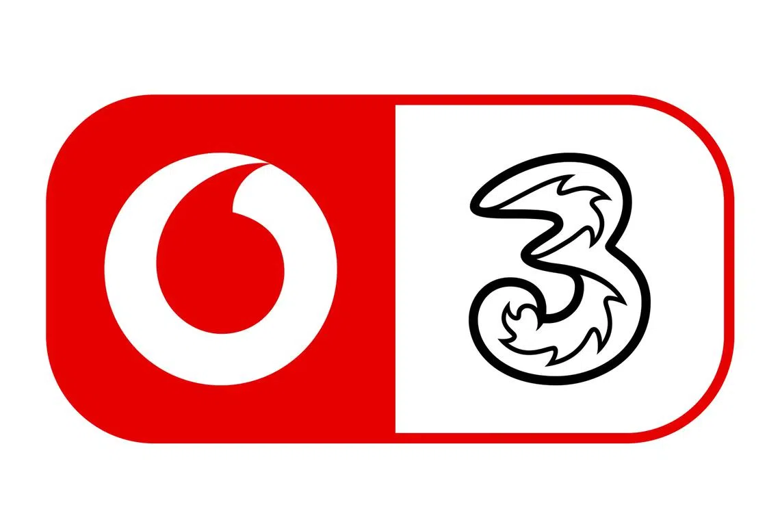 The new company’s logo is Vodafone’s “speechmark” and Hutchison’s “3” side by side, referencing the VodafoneThree name.