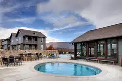 The amenities at the Cottages of Boone include a fitness centre, a library and conference rooms. 