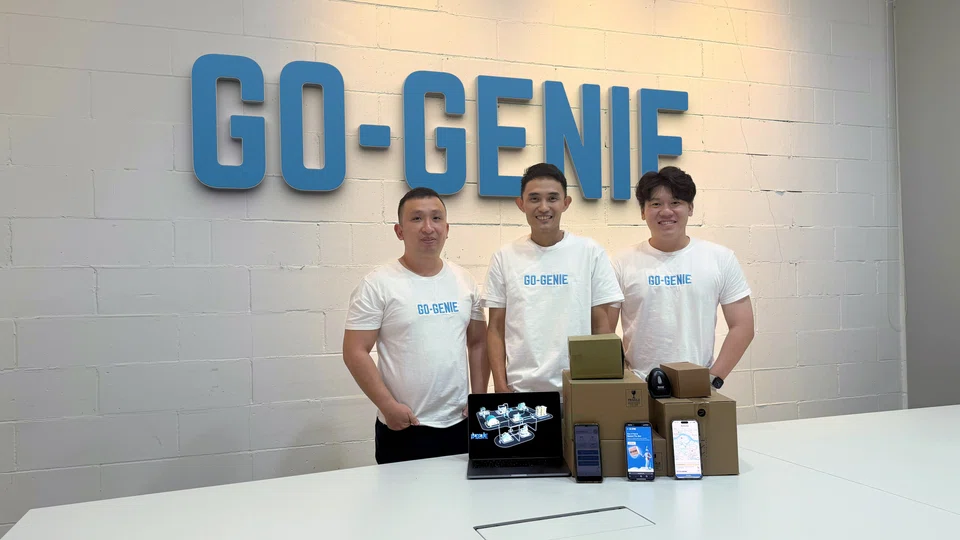 From left: Go-Genie's chief operating officer Ryan Lim, its chief executive officer Ang Ming Cong, and business development director Markus Lim.