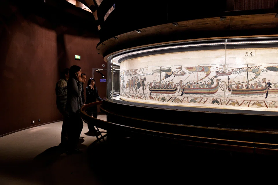 The 70-metre-long Bayeux tapestry is said to have been the work of English embroiderers, whose stitching tells the story of the Norman invasion in 1066.