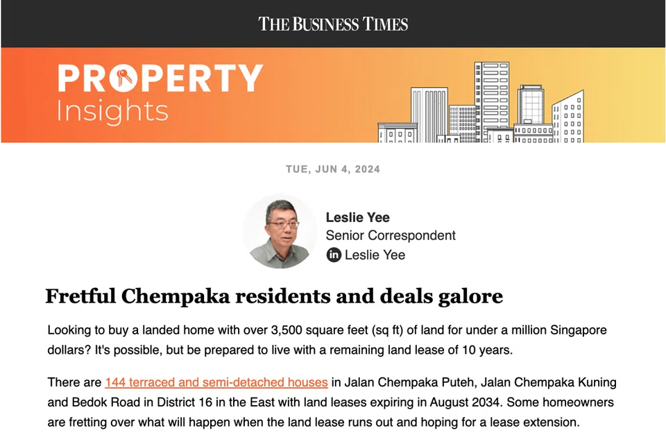 As life expectancy rises, it may be prudent for any buyer seeking a private home to live in for the remainder of his life to pay more for a home with a sufficiently long remaining land lease, writes BT senior correspondent Leslie Yee.