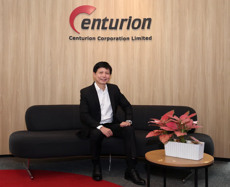 Centurion's  Q1 FY2025 revenue rose 13% year-on-year to S$69 million, driven by higher rental rates for its Singapore dormitories.  Pictured is the company's chief executive Kong Chee Min. 