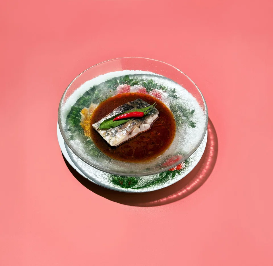 Fragrant lemongrass, ginger flower and laksa leaves feature in the sambal ikan tumis.