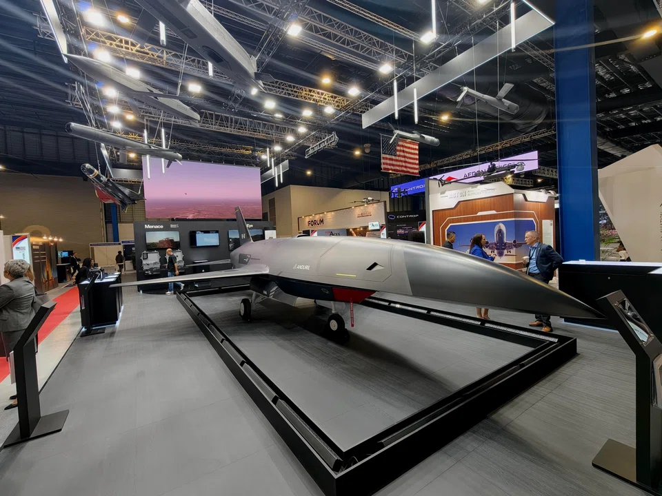 Anduril Industries' exhibit at the Singapore Airshow 2026 includes the Fury unmanned aerial vehicle.