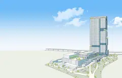 Artist's impression of the Labrador Tower office and retail project, which will be integrated with an underground substation.