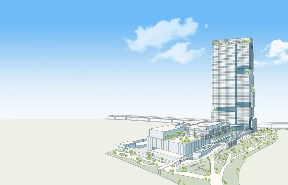 Artist's impression of the Labrador Tower office and retail project, which will be integrated with an underground substation.