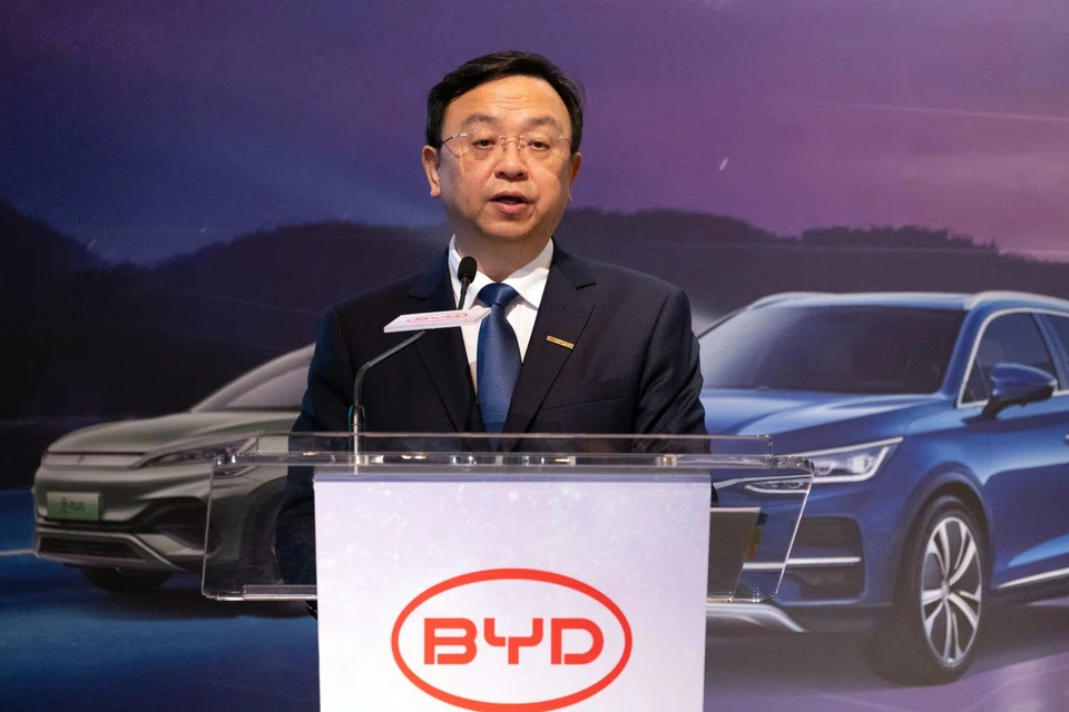 BYD aims to sell 500,000 vehicles overseas this year, more than double last year’s total, and one million units in 2025, chairman Wang Chuanfu says.