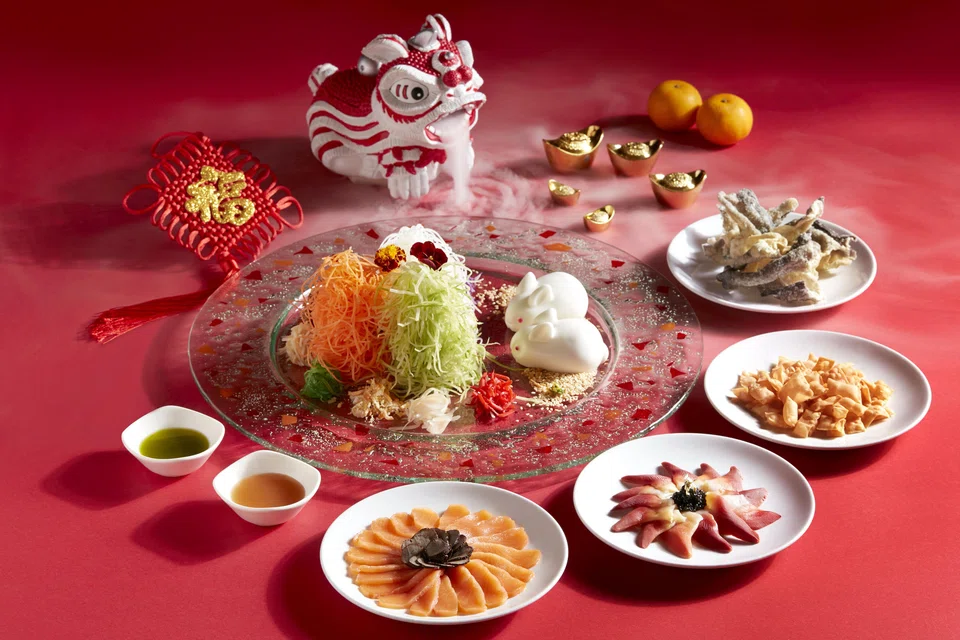 The classic Prosperity Yusheng with arctic clam, salmon and crispy fish skin.