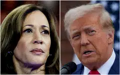 Most of the polls have suggested that the race between Kamala Harris (left) and Donald Trump remains deadlocked.