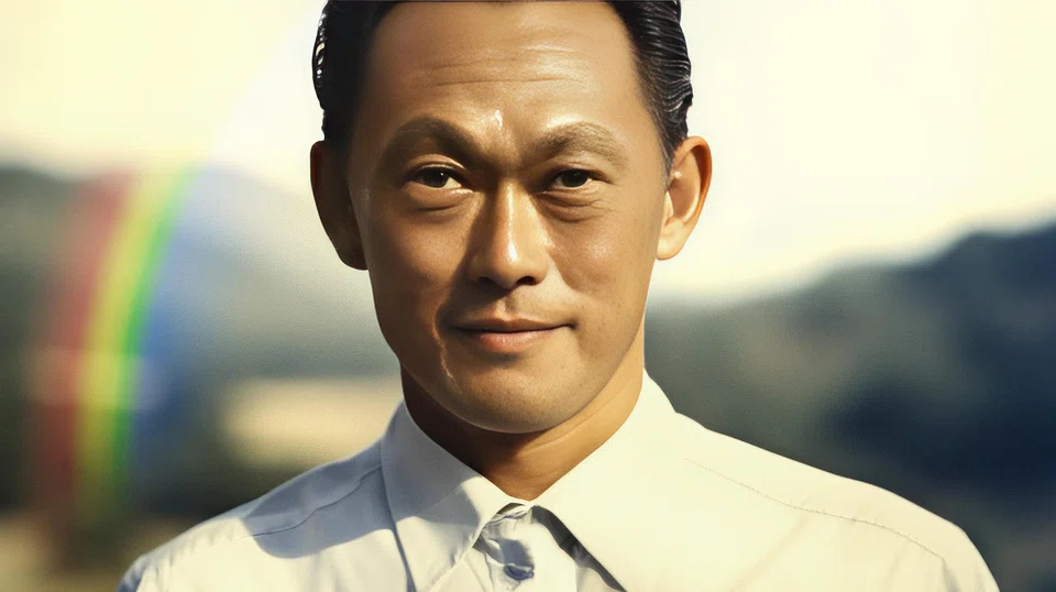 A portrait of former PM Lee Kuan Yew is produced using AI for the segment titled "An Ode", created by Refinery Media and X3D, where all images are created and prompted by AI.