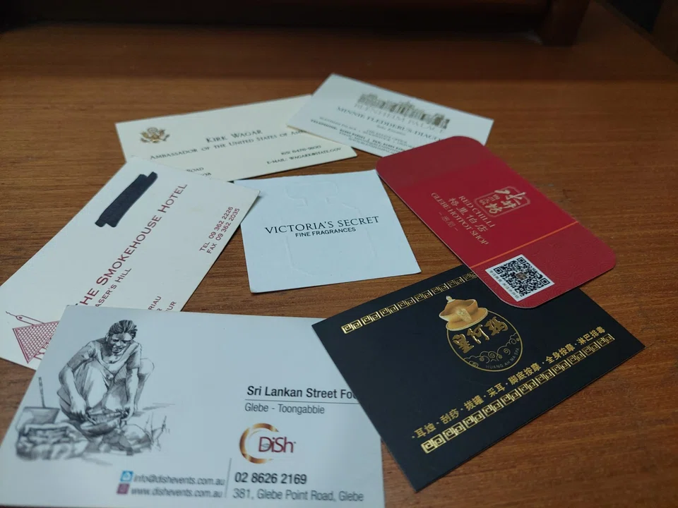 Some of the writer's collection of cards; calling cards tell a story through the tangibility of sight, touch and smell. 