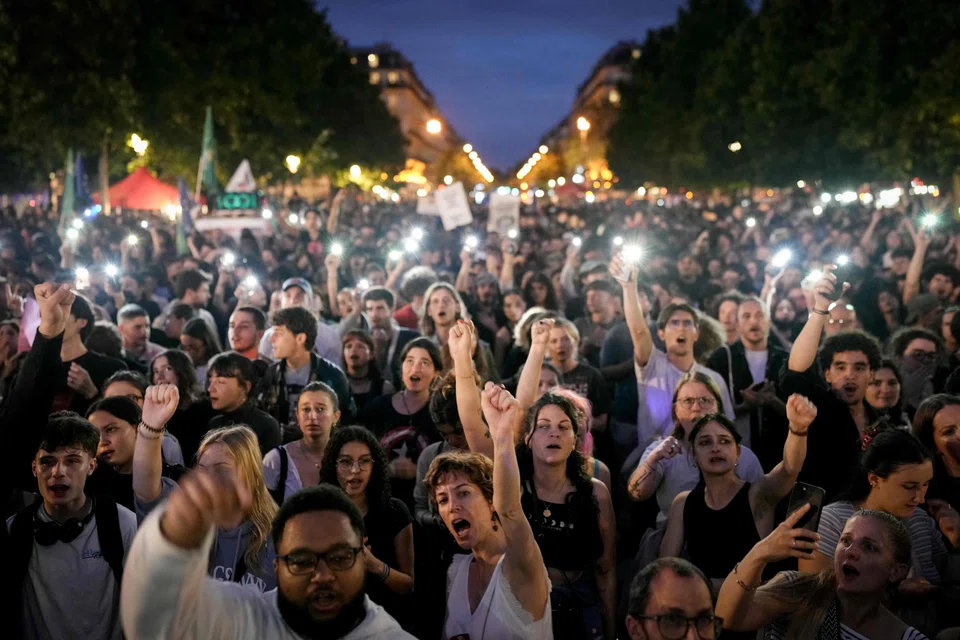 Demonstrators at a rally in Paris after the results of the first round of French parliamentary elections in June 2024. Failure to reform economically may also add to the political challenges facing Europe as right-wing populism grows in appeal.