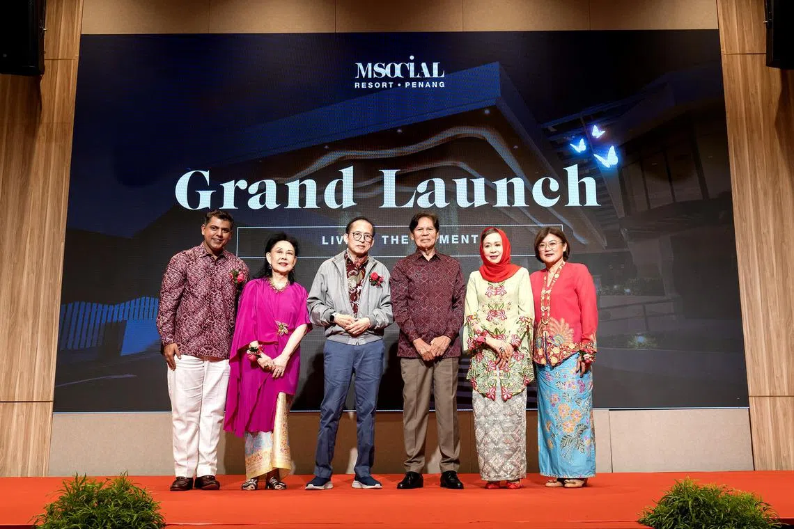 CDL's recent hotel launches include the July opening of M Social Penang in Malaysia. Executive chairman Kwek Leng Beng (third from left) says the group has grown its global portfolio through "strategic hotel management contracts and partnerships".