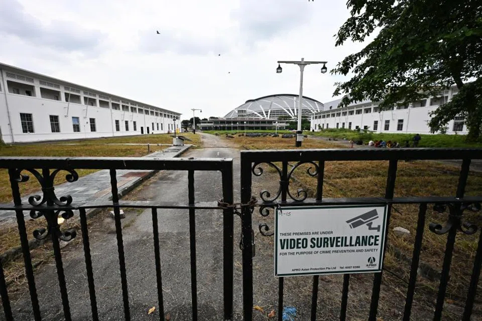 Among the conserved buildings on the site are two administrative blocks (left and right). 