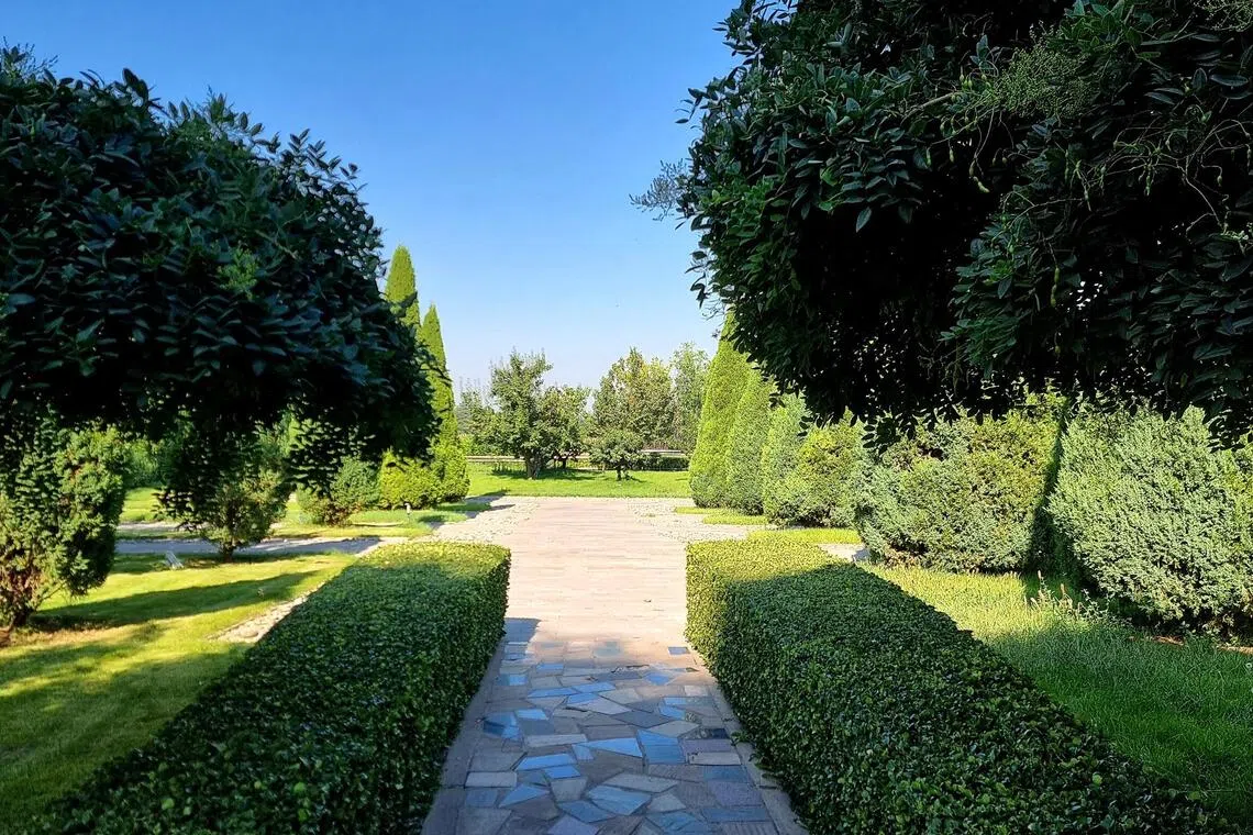 The beautifully manicured lawns of Grace Winery.