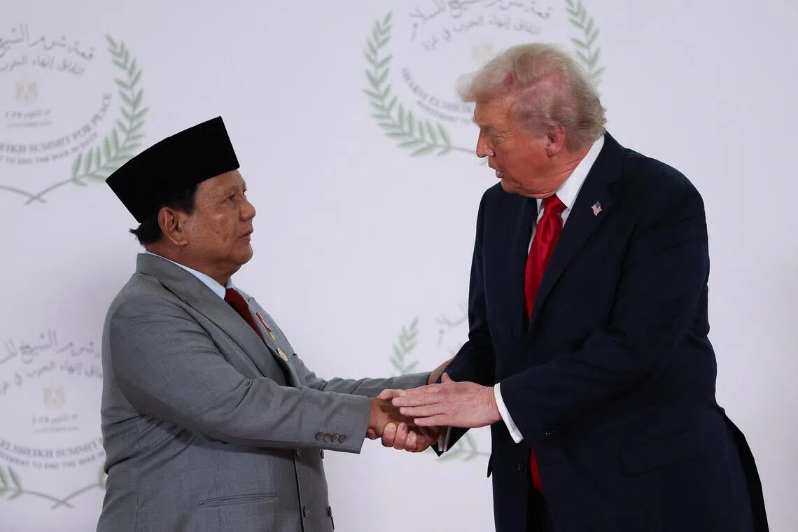 Trump and Prabowo appeared to be unaware that a live microphone was recording their conversation.