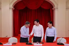 Deputy Prime Minister Lawrence Wong (centre) will have both Gan Kim Yong (left) and Heng Swee Keat (right) as his deputies when he becomes prime minister.  