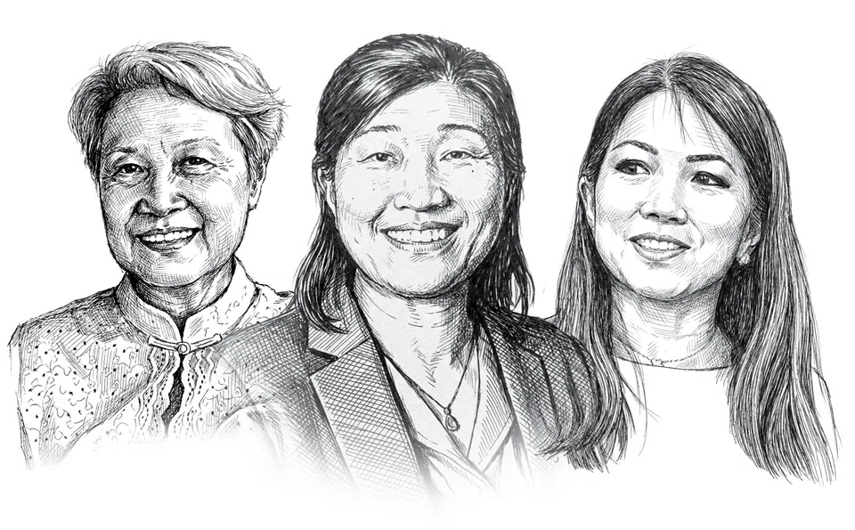 From left: Ho Ching, chair of Temasek Trust; Jenny Lee, senior managing partner of Asian venture capital firm Granite Asia; and Tan Su Shan, group CEO of DBS. 