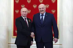 The Wagner mutiny in Russia ended after Russian President Vladimir Putin (left) took a deal negotiated by Belarus' President Lukashenko (right).