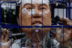 An effigy of suspended President Yoon Suk-yeol during a protest against him; Yoon plunged the country into political chaos on Dec 3 with the bungled martial law declaration and has since holed up in his residence, surrounded by hundreds of security officers resisting arrest efforts.