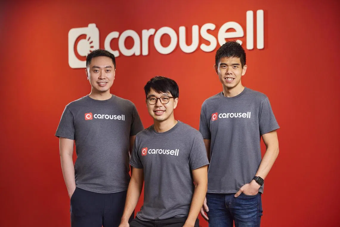 From left to right: Carousell co-founders Lucas Ngoo, Marcus Tan and Quek Siu Rui.