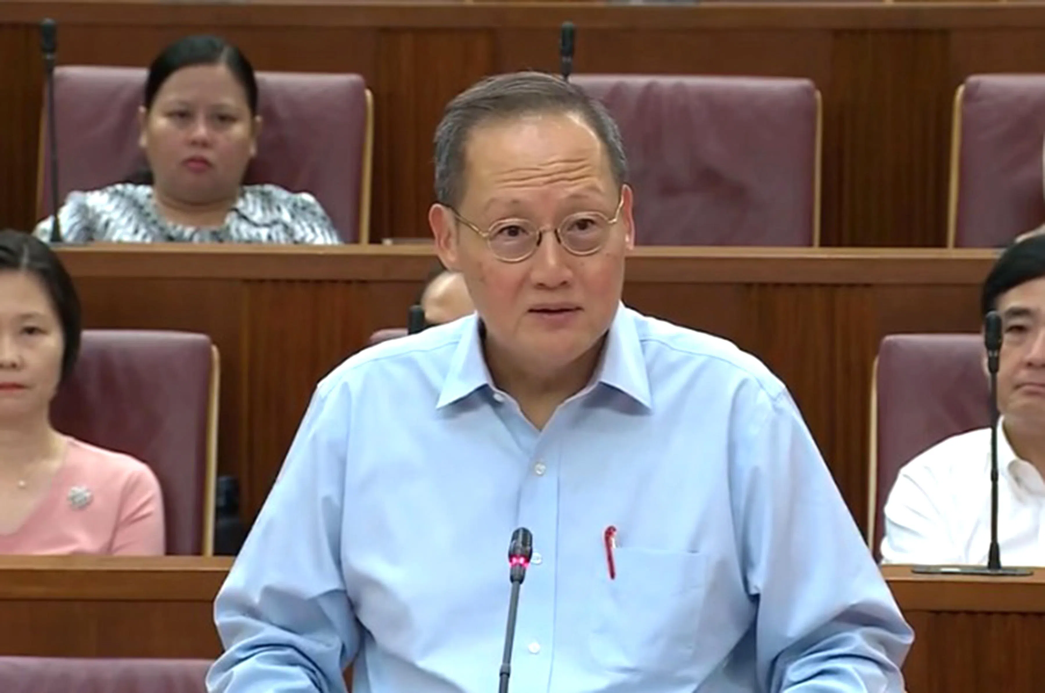 Second Minister for Trade and Industry Tan See Leng speaking in Parliament on April 3, 2024.