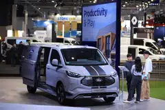 A Ford E-Transit Custom electric van at the IAA Transportation fair in Hannover, Germany, Sept. 16, 2024. Electric vehicles will represent as much as 24 per cent of new cars sold in Europe next year, according to a report by think tank Transport & Environment.
