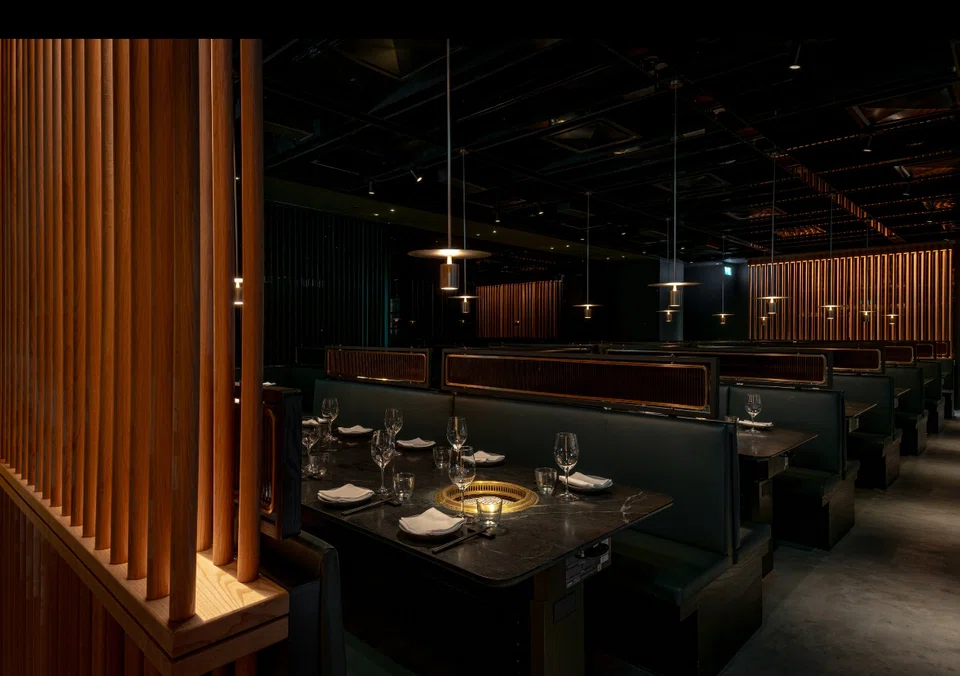 Cote’s dimly-lit dining room.