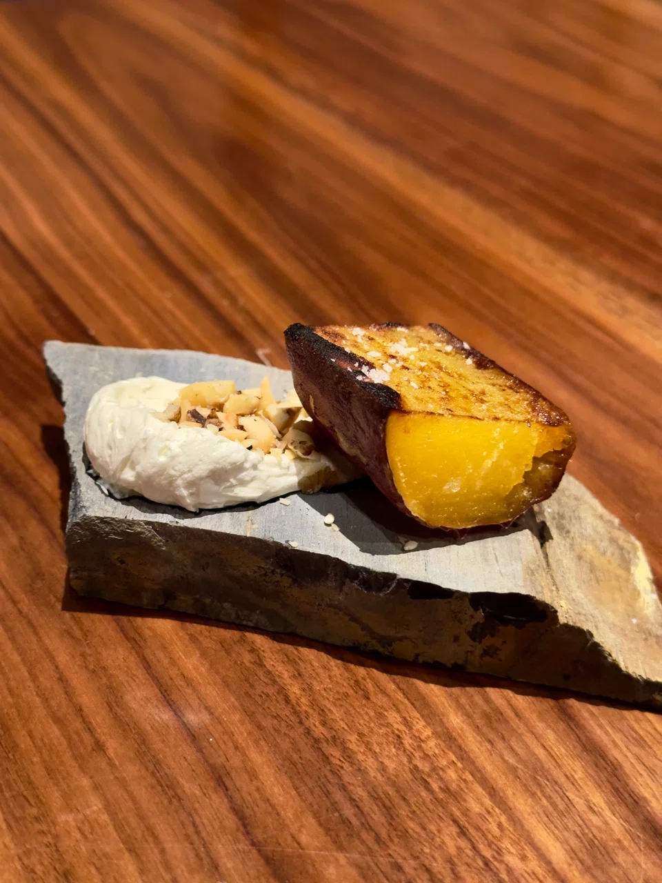 The sweetest sweet potato served with a fermented nut cream.