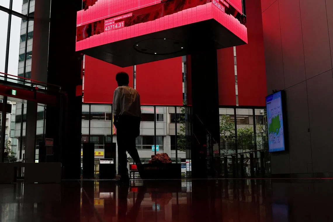 The Nikkei 225 jumped 3.4% to close at a record 49,185.50, while the broader Topix rose 2.5%.