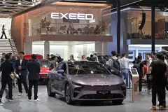 A view of the Shanghai International Automobile Industry Exhibition in April 2025. Asian consumers are more willing to pay a premium for an autonomous vehicle, and more eager to switch car brands for better driver assistance offerings than consumers in other regions, according to an Oliver Wyman Forum survey.