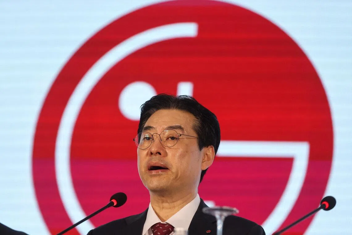 Hong Ju-jeon, managing director of LG Electronics India Limited, speaks at a press conference announcing the company's IPO in Mumbai on Oct 1.