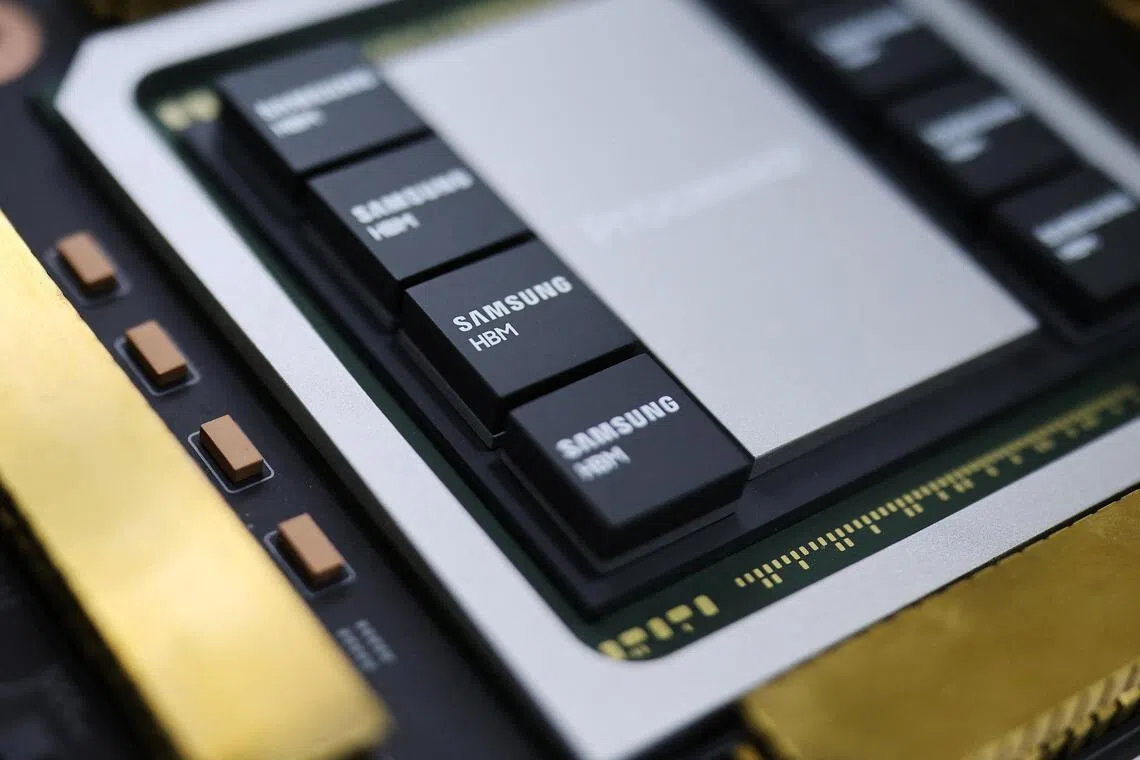 Samsung Electronics' HBM4, a sixth-generation high-bandwidth memory solution for AI and HPC applications, on display at the 2025 Korea Tech Festival, Seoul, South Korea, Dec 4, 2025.  